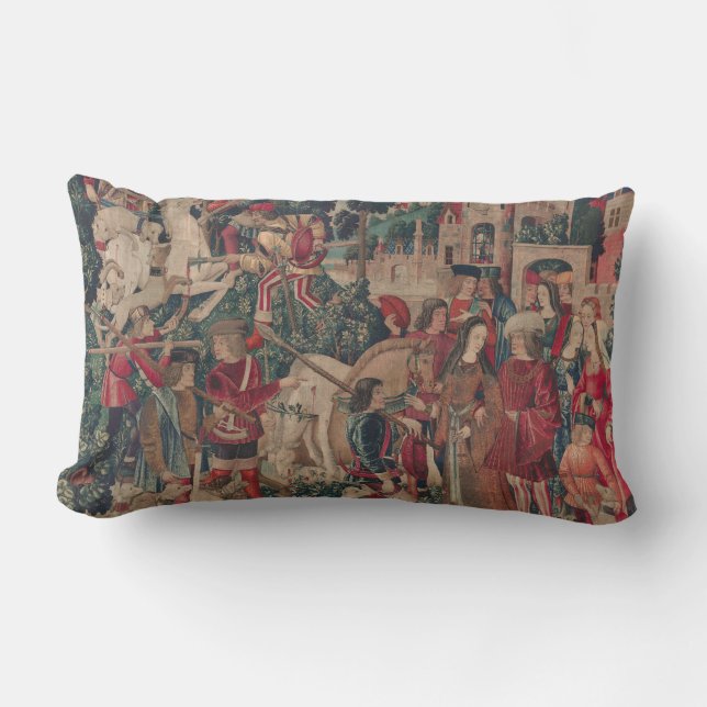 Unicorn Mittelalter Kunst, Dichtung und Musik Lendenkissen (Vorderseite)