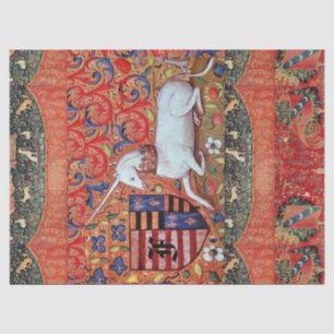 UNICORN, MITTELALTERLICHE FANTASIE-BLUMEN, SEIDENPAPIER