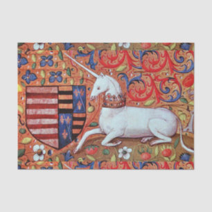 UNICORN, MITTELALTERLICHE FANTASIE-BLUMEN, SEIDENPAPIER