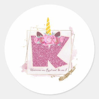 Unicorn Monogram K Custom Stickers