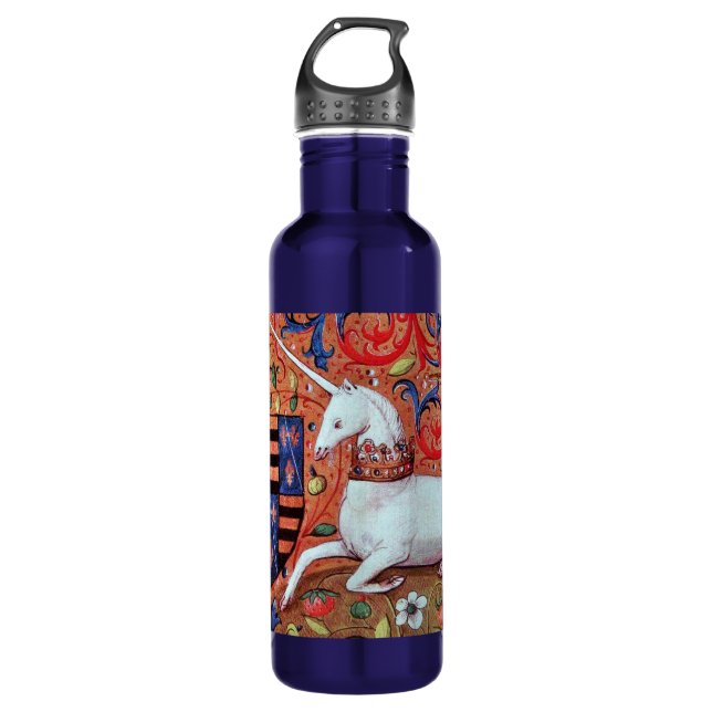 UNICORN MONOGRAM Roter Blauer Wirbel Edelstahlflasche (Vorderseite)
