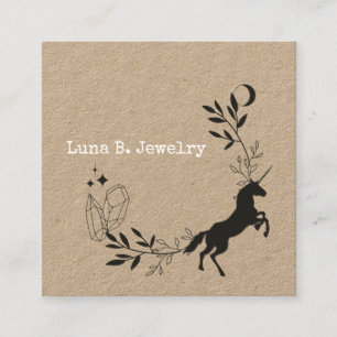 Unicorn, Moon & Crystals Dainty Juwelier Shop Quadratische Visitenkarte