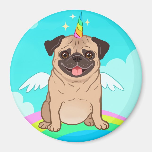 Unicorn Mops Magnet (Vorne)