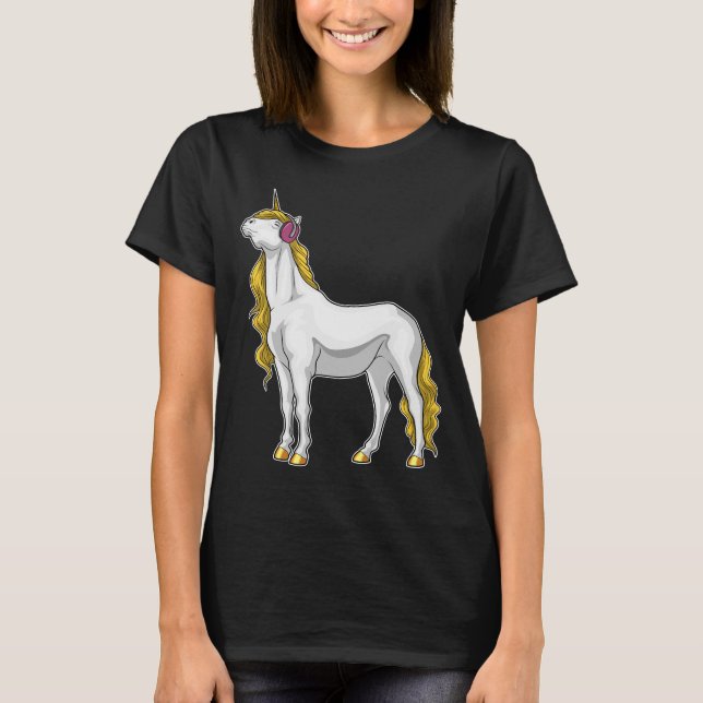 Unicorn Musician Headphone Music T-Shirt (Vorderseite)