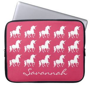 Unicorn-Muster-personalisierte rosa Laptopschutzhülle