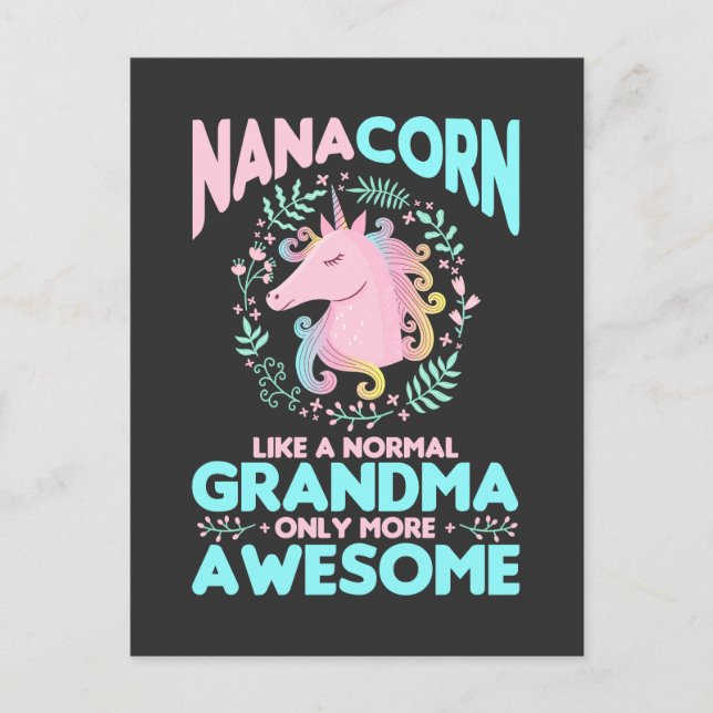 Unicorn Mythical Nana Horse Oma Mütter Day Postkarte (Vorderseite)