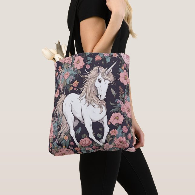 Unicorn Mythische Blume Tasche (Von Nahem)