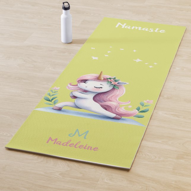 Unicorn Namaste Yoga Niedlich Pink Green Name Mono Yogamatte (Beispiel)