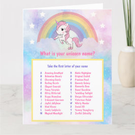 Unicorn Name Game Birthday Karte