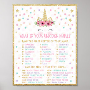 Unicorn Name Game Poster