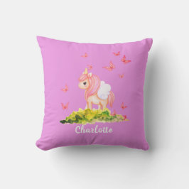 Unicorn Name Kinderzimmer Kinder Zimmerdekor Lila Kissen