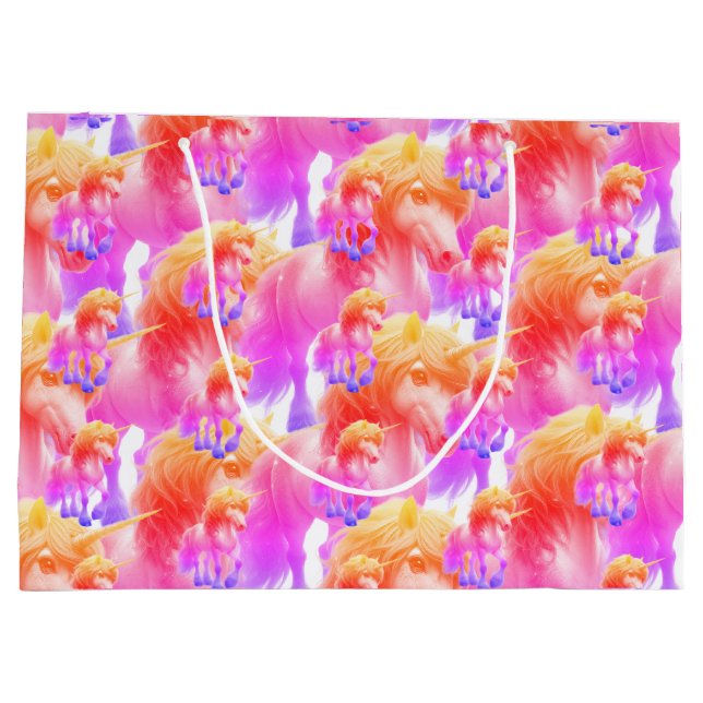 Unicorn Neon Gift Bag Große Geschenktüte (Rückseite)