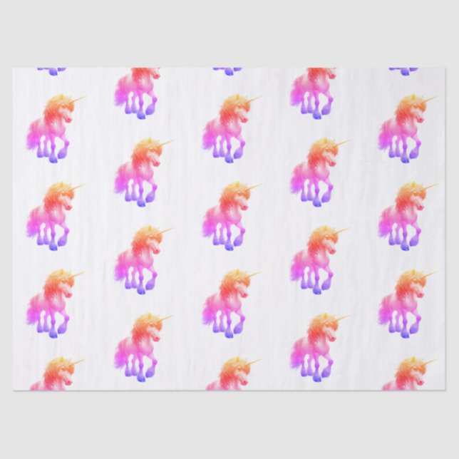 Unicorn Neon Wrapping Paper Flat Sheet Set of 3 Seidenpapier (Vorderseite)