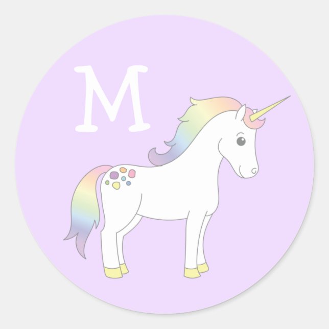 Unicorn Niedlich Kids Pastel Umschlag Aufkleber (Vorderseite)