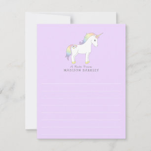 Unicorn Niedlich Kids Pastellfarben Flachbildschir Dankeskarte