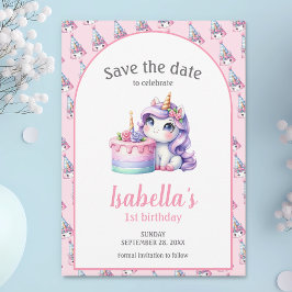 Unicorn Niedlich Magical Birthday Party Save The Date