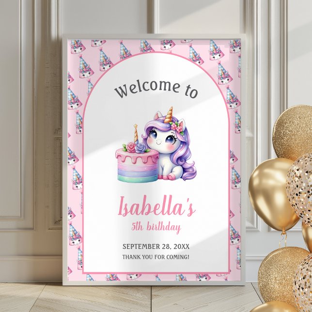 Unicorn Niedlich Magical Birthday Poster Begrüßung (Von Creator hochgeladen)