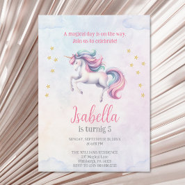 Unicorn Niedlich Magical Watercolor Geburtstagspar Einladung