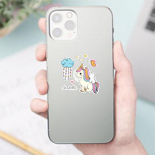 Unicorn Niedlich Whimsical Girly Personalisiert Na Aufkleber