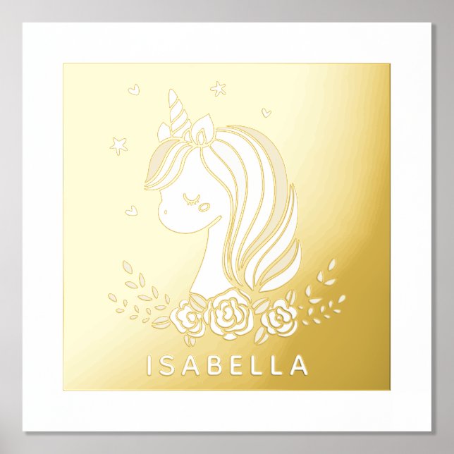 Unicorn Niedlich Whimsical Girly Personalisiert Na Foliendrucke (Vorderseite)