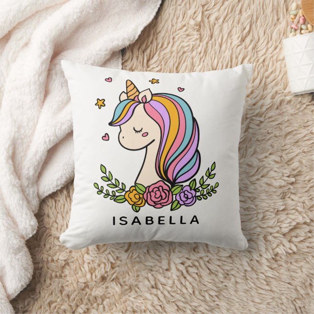 Unicorn Niedlich Whimsical Girly Personalisiert Na Kissen (Decke)