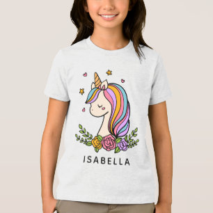 Unicorn Niedlich Whimsical Girly Personalisiert Na Tri-Blend Shirt
