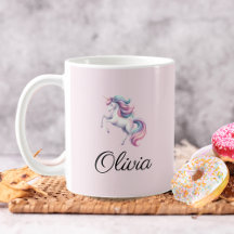 Unicorn Niedliche Wasserfarbe Personalisierter Nam