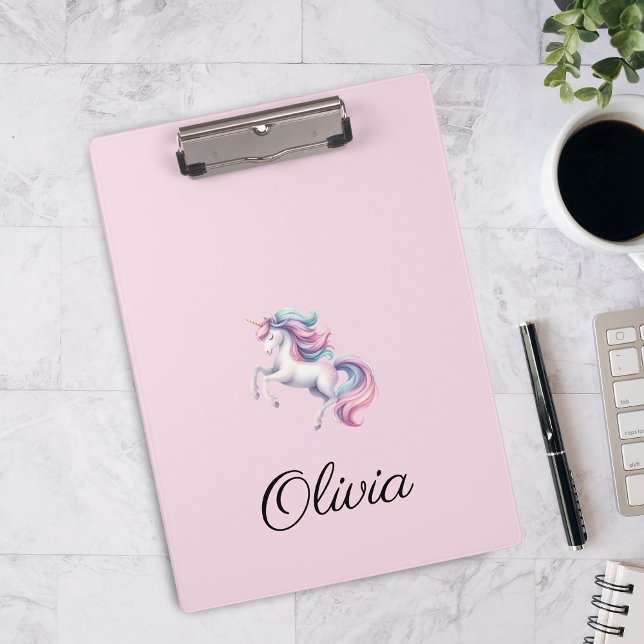 Unicorn Niedliche Wasserfarbe Personalisierter Nam Klemmbrett (Von Creator hochgeladen)