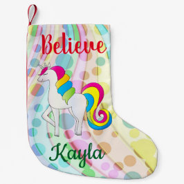 Unicorn Niedlicher Regenbogen glauben, Name hinzuf Kleiner Weihnachtsstrumpf