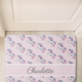 Unicorn Niedliches Wasserfarbmuster Personalisiert Badematte