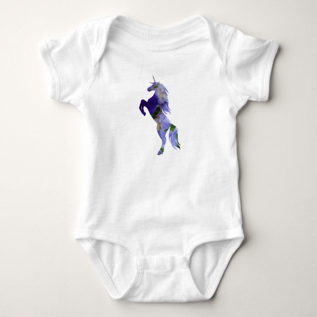 Unicorn Old Scooter Baby Jersey Bodysuit, White Strampler (Vorderseite)