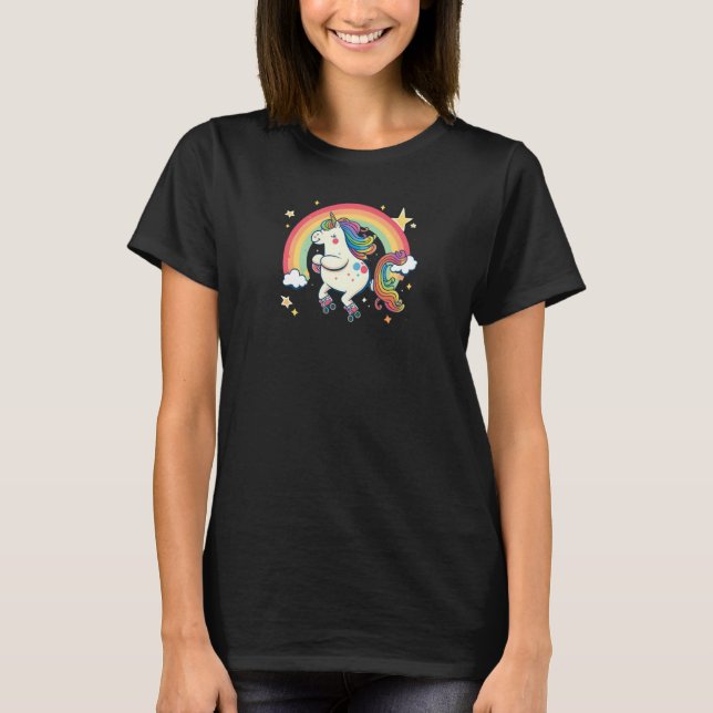 Unicorn On Skates Roller Derby T-Shirt (Vorderseite)