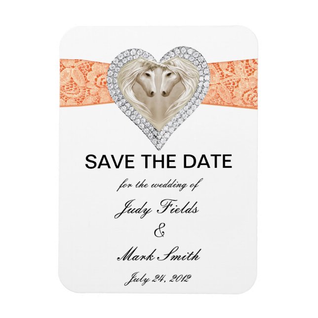 Unicorn Orange Lace Save the Date Magnet (Vertikal)