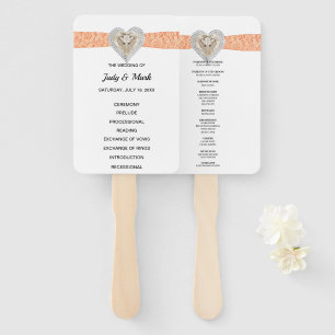 Unicorn Orange Lace Wedding Program Fans Fächer