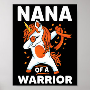 Unicorn-Orange-Ribbon-Unterstützung Leukämie-Bewus Poster