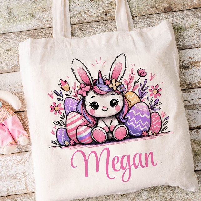 Unicorn Osterkids Name Girls Bunny Tragetasche (Unicorn Girls Easter Tote)