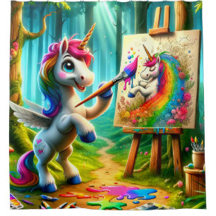 Unicorn Painter Duschvorhang