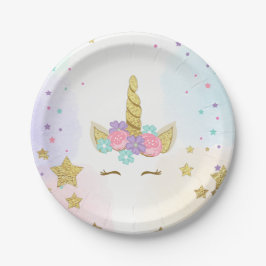 Unicorn-PapierTeller-rosa Goldmagischer Geburtstag Pappteller