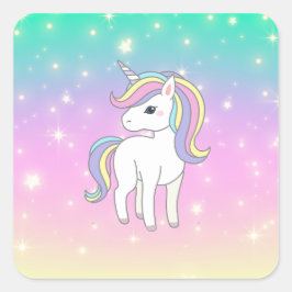 Unicorn Party Collection! Quadratischer Aufkleber