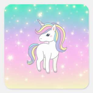 Unicorn Party Collection! Quadratischer Aufkleber