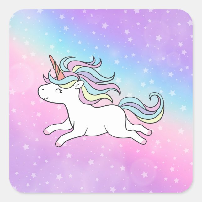 Unicorn Party Collection! Quadratischer Aufkleber (Vorderseite)