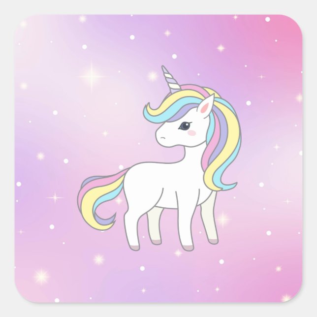 Unicorn Party Collection! Quadratischer Aufkleber (Vorderseite)