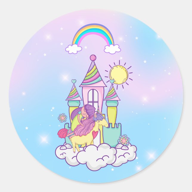 Unicorn Party Collection! Runder Aufkleber (Vorderseite)