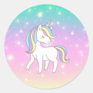 Unicorn Party Collection! Runder Aufkleber