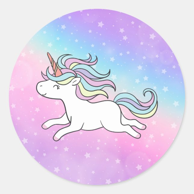 Unicorn Party Collection! Runder Aufkleber (Vorderseite)
