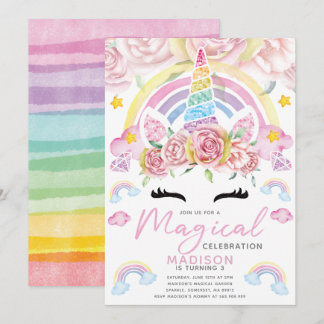Unicorn Party Magischer Geburtstag Einladung