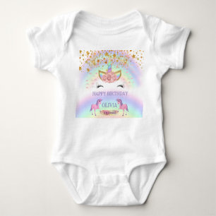 Unicorn Party Rainbow 1. Geburtstagskurve Baby Strampler