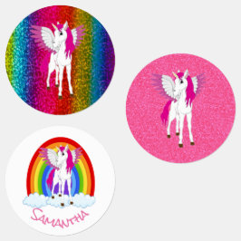 Unicorn-Party-Regenbogen Etiketten