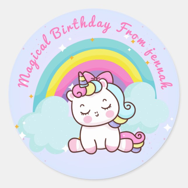 Unicorn-Party-Rundkleber Runder Aufkleber (Vorderseite)