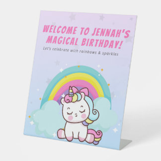 Unicorn-Party-Rundkleber Sockelschild